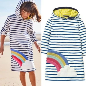 MiniBoden Striped Rainbow Terry Cloth Towel Cover Up Size 4/5 GUC - Picture 1 of 5