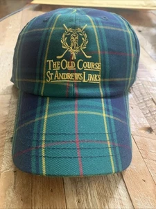Vintage The Old Course St. Andrews Links kariert Golf Strapback Mütze Kappe - Bild 1 von 4