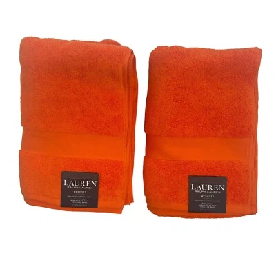 Lauren Ralph Lauren Wescott Summer Orange  Set Of 2 Bath Towels NWT - Image 1 of 4
