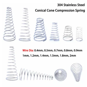 Conical Cone Compression Spring Wire Dia 0.4mm-2mm 304 Stainless Steel Springs - Picture 1 of 10