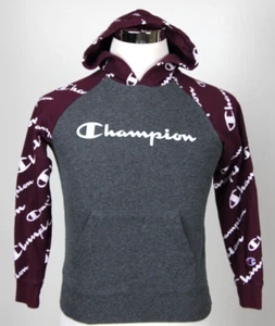 Champion Boy's Athletic Wear Pullover Graphic Hoodie Size Medium Maroon & Gray - Picture 1 of 4