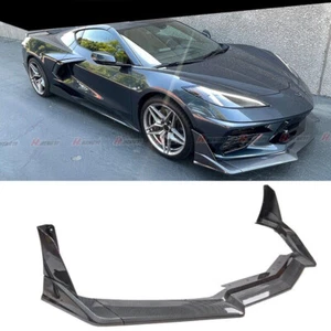 Carbon Style Front Bumper Lip Spoiler Splitter For 2020-25 Corvette C8 Z51 STG 3 - Picture 1 of 13