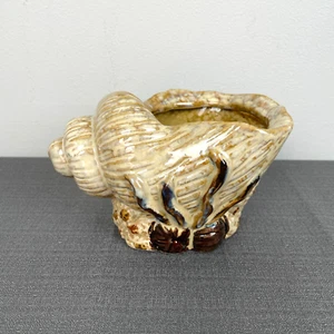 Vintage MCM Ceramic Seashell Planter Dish Vase Nautical Coastal Cottage - Picture 1 of 6