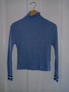 Mujer Talla L Vintage Arizona Acanalado Recortado Rayas Cuello Alto Años 90 Y2K Midriff  - Imagen 1 de 8