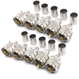 10-Pack, UHF PL-259 Male Crimp Type RF Connectors for RG8/RG213/LMR400 Coax Wire - Picture 1 of 9