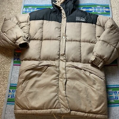 Vintage? First Down Duck Down Puffer Jacket Men's Small Black/beige Hooded - Image 1 of 4