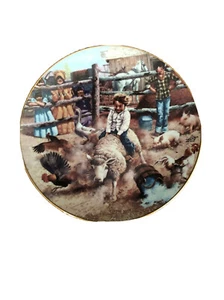 Mutton Busting Decorative Plate “A Cowboys Downfall” Collectible Gift Bustin’ - Picture 1 of 11