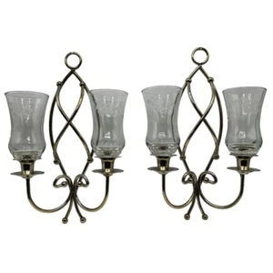 Vintage Home Interiors Sconces With Floral Hummingbird Globes - Picture 1 of 9