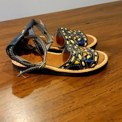 Boutique Sandals Maria Bonita Blue Strappy Leather Little Girls Size 3 Shoes - Image 1 of 4