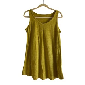 Eileen Fisher Chartruese Green Linen Button Front Tank Sz S - Picture 1 of 5