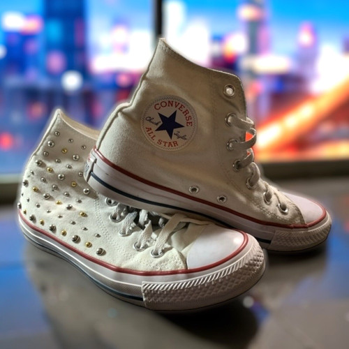 Sneakers alte Converse donna taglia 7 ALL STAR con borchie Chuck Taylor