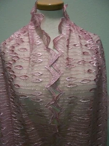 STUNNING SILKY DUSTY ROSE SCALLOPED EMBROIDERED NETTING SCALLOPED FABRIC 5Yds - Picture 1 of 8