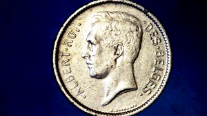 1931 5 FRANCS- ROYAL BELGIUM COIN OF ALBERT-XF/17 - Picture 1 of 14