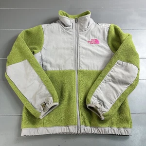 The North Face Girls Denali jacket green and gray zip up fleece Size Small 7-8 - Picture 1 of 14