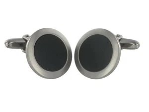 Grom Manschettenknöpfe Onyx Silber - Picture 1 of 1