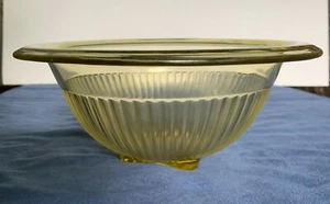 Yellow Hazel Atlas Pillar Pattern Depression Glass 8.75" Bowl - Bild 1 von 4