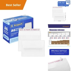A6 Envelopes 100 Pack - 4.75x6.5 Inch Invitation Envelopes Bulk, White, 120GSM, - Picture 1 of 6