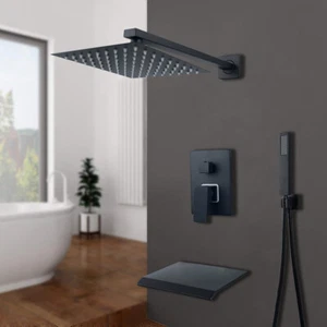 Juego de 8"" grifo de ducha negro mate mezclador de cabezal de lluvia grifo de agua - Imagen 1 de 6