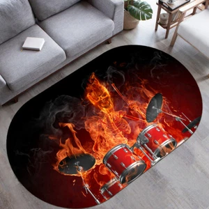 Drummer Skeleton Rug,Drum Rug,Music Rug,Area Rug,Home Decor Rug,Oval Rug - Picture 1 of 10