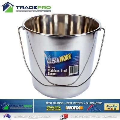 Stainless Steel Bucket with Handle 20Ltr HDuty Premium Quality 20L Pail Med - image 1 of 4