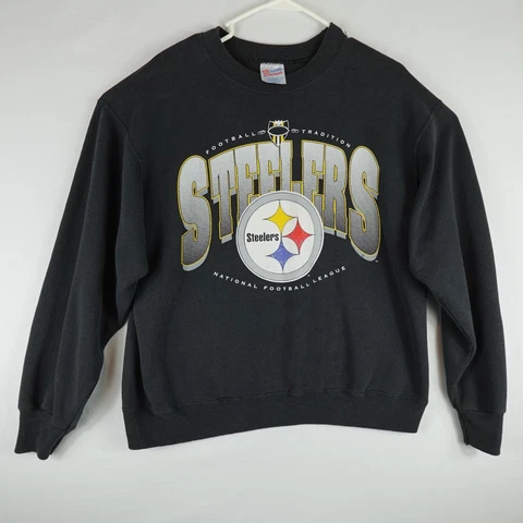 Pittsburgh Steelers Sweatshirt Men's Large Crew Neck Pullover Spell Out Vintage Cover