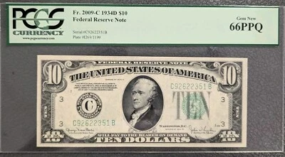 FR. 2006 C $10 1934-A Federal Reserve Note Gem PMG CU66 EPQ FREE SHIPPING - Image 1 of 2
