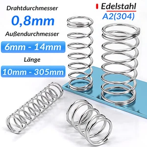 Druckfedern Edelstahl Rückstellfedern Feder Spiralfeder Drahtdurchmesser 0,8mm - Picture 1 of 11