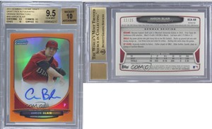 2013 Bowman Draft Chrome Prospect Orange Refractor /25 Aaron Blair BGS 9.5 Auto