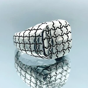 Men and Women Fashion Cool 925 Sterling Silver Ring Turkish Handmade Gift Him - Picture 1 of 10