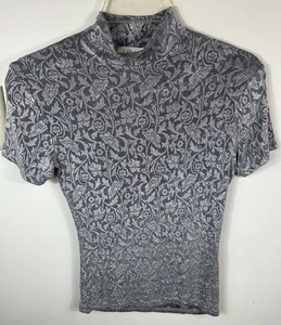 Top EXPRESS TRICOT para mujer S gris floral texturizado pegajoso elástico Y2K años 90 vintage - Imagen 1 de 8