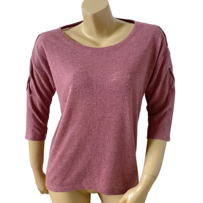 Soho Jeans NEW YORK & COMPANY Women Size XS Soft Tee Mauve Sweater Knit Shirt - Image 1 of 4