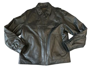 Vintage St Johns Bay Herren Echtleder Bomberjacke Schwarz M - Bild 1 von 8