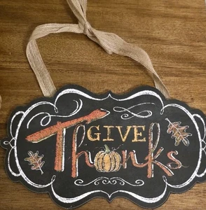 Give Thanks Hanging Wall Art Fall Thanksgiving Decor Gerson Company  - Picture 1 of 4