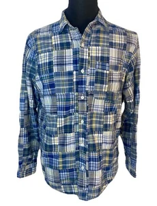Camicia LL Bean uomo media multicolore Madras a quadri patchwork India classica - Foto 1 di 10