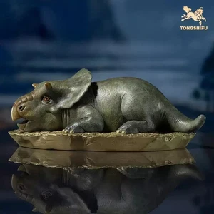 TONGSHIFU All Brass Handmade Nasutoceratops Limited Dinosaur Painted Statue New - Picture 1 of 11