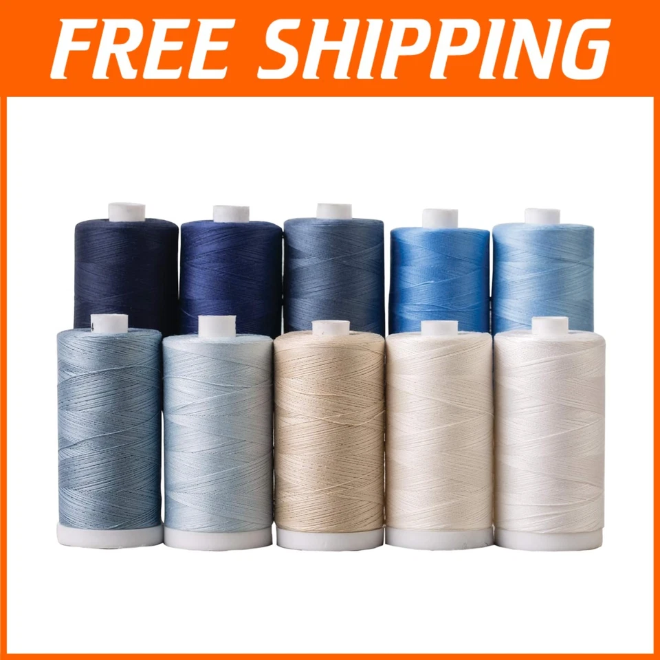 Assorted Colors Cotton Thread Set - 10 Pack - 1200 Yards - Image 1 of 2