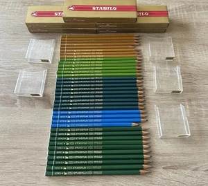 Schwan Stabilo Farbstifte 37 Stk. grün,blau,türkis,hellgrün,hellbraun, Vintage - Bild 1 von 20