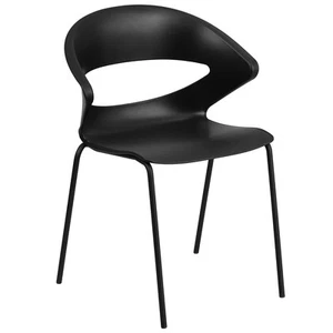 Flash Furniture HERCULES Series Plastic Stack Chair Black (RUT4BK) - Picture 1 of 9