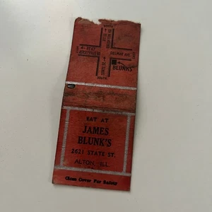 Eat At James Blunk's 2621 State St Alton IL Vintage Matchbook Cover SMB13-4 - Picture 1 of 2