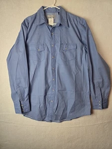 Wrangler Wrancher Mens Pearl Snap Shirt Long Sleeve Size XLT Cotton Blend Blue - Picture 1 of 10