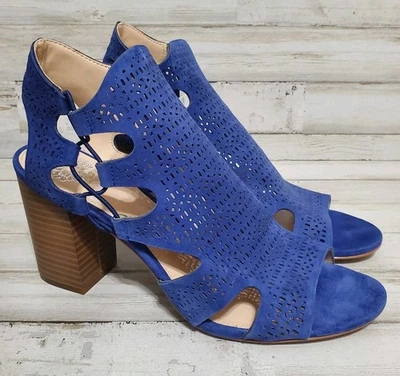 Vince Camuto Binta Blue Sandals Suede Leather Slip On Block Heel Size 9 M - Image 1 of 4