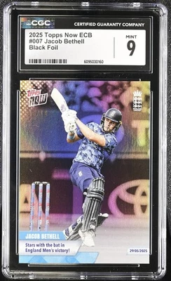 Tabla de cricket inglesa Topps Now 2025 (CEB) #7 JACOB BETHEL * NEGRA 2/10 CGC 9 Foto 1 de 2