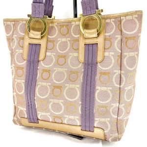Salvatore Ferragamo tote bag beige purple 10.2 inches - Picture 1 of 17