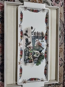 Sarreguemines Faienceries Frankreich Obernai Hunde Verkäufer Tablett 14" lang 5,5 breit  - Bild 1 von 11