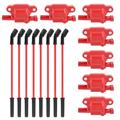 8pcs For 2007-2013 Chevy Silverado GMC Sierra 1500 Square Ignition Coils & Wires - Image 1 of 4