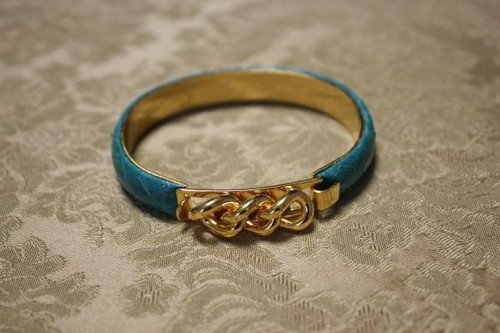 GUCCI Bracciale Vita Vita Serpente Pelle Turchese Nuovo