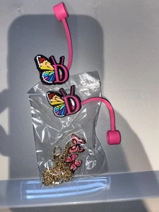 2pk straw toppers Multicolor Butterfly Charms Initial D - Picture 1 of 1