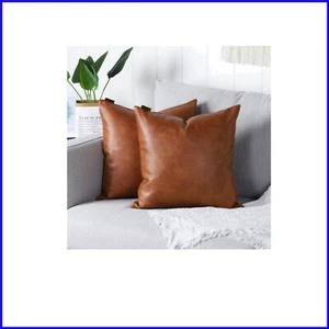 Dekorative Kissenbezüge aus veganem Leder, 2er Pack, 26 x 26 cm - braun - Bild 1 von 8