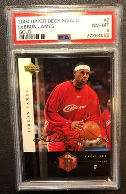 Lebron James Upper Deck Rookie Rivals 2004 Gold Signature #2 PSA 8 Graded Card - Image 1 of 2