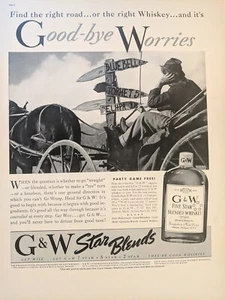 1938 G&W Blended Whiskeys Vintage Print Ad Pre world war II - Picture 1 of 1